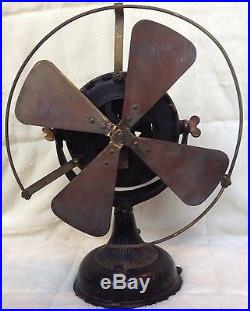 Antique 1901 General Electric GE Pancake Motor Brass Bladed Fan