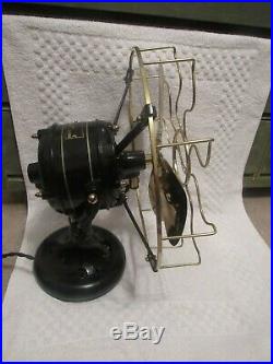 Antique 1905 Westinghouse 12 Brass Blade & Cage Tank Motor Electric Desk Fan