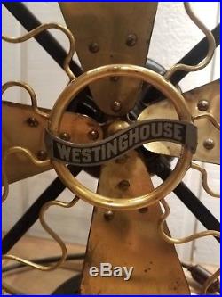 Antique 1906 Westinghouse Brass Tank Electric Fan Unrestored # 115676 Working