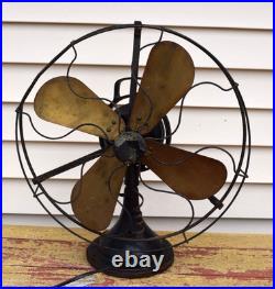 Antique 1910-20s Original EMERSON 18 Brass Blade Fan Model 29646 RESTORED WORKS