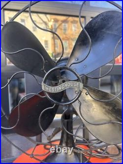 Antique 1910s Westinghouse 16 Oscillating Desk Fan 164851D Working