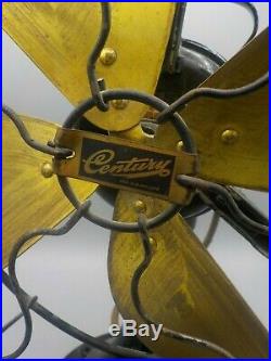 Antique 1914 Century Electric 10 Brass Blade Fan #250 Untested Parts Repair
