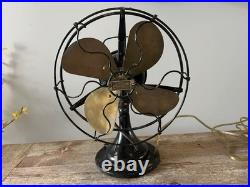 Antique 1914 Century SA 9 Inch Model 52 Brass 4-Blade Oscillating Fan Works