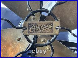 Antique 1914 Century SA 9 Inch Model 52 Brass 4-Blade Oscillating Fan Works