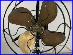 Antique 1914 Century SA 9 Inch Model 52 Brass 4-Blade Oscillating Fan Works