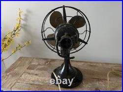 Antique 1914 Century SA 9 Inch Model 52 Brass 4-Blade Oscillating Fan Works