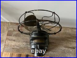 Antique 1914 Century SA 9 Inch Model 52 Brass 4-Blade Oscillating Fan Works