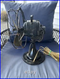 Antique 1914 Century SA 9 Inch Model 52 Brass 4-Blade Oscillating Fan Works