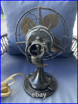Antique 1914 Century SA 9 Inch Model 52 Brass 4-Blade Oscillating Fan Works