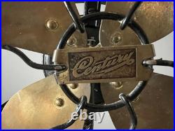 Antique 1914 Century SA 9 Inch Model 52 Brass 4-Blade Oscillating Fan Works
