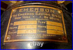 Antique 1914 Emerson 19644 8 Electric Fan Works Brass Brass Cast Iron Yoke