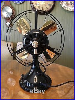 Antique 1916 GE 12 Brass Blade Stationary General Electric Fan RESTORED