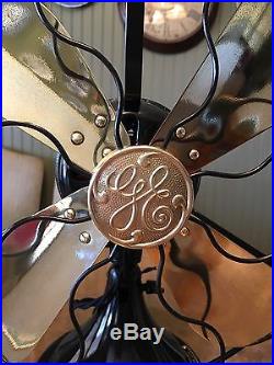 Antique 1916 GE 12 Brass Blade Stationary General Electric Fan RESTORED