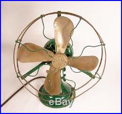 Antique 1917 to 1919 G. E. Cat. 34017, AUU Brass Blade Fan. NICE