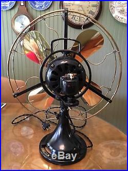 Antique 1918 GE 16 Brass Blade Cage Oscillating General Electric Fan RESTORED