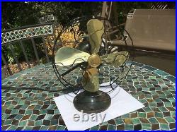 Antique 1919/1920's GE General Electric 9 Brass Blades Whiz Desk Table Fan