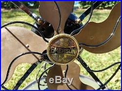 Antique 1919 Vintage Emerson Brass Blade Electric Fan Model 26646 3-Speed Works