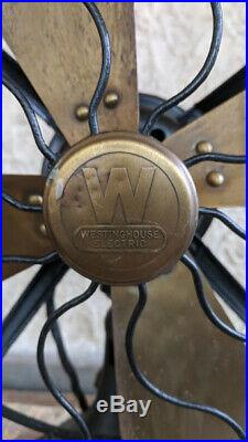 Antique 1919 WESTINGHOUSE 3 Speed Oscillating Fan BRASS BLADE Model 164848G