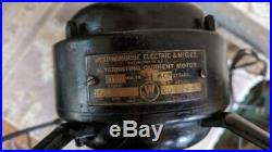 Antique 1919 WESTINGHOUSE 3 Speed Oscillating Fan BRASS BLADE Model 164848G
