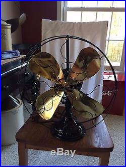 Antique 1920 Century 5 speed 16 oscillating brass blade fan restored