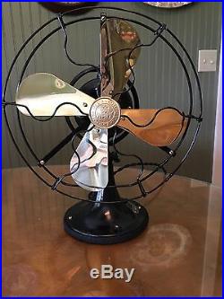 Antique 1920's GE WHIZ 9 Brass Blade Oscillating General Electric Fan RESTORED