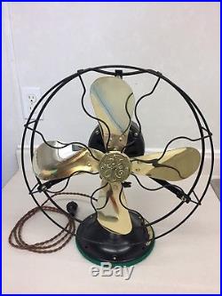 Antique 1920's General Electric GE 12 brass blade fan