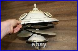 Antique 1920's Levelle Retractable Birdwing Ceiling Fan Chandelier Light Fixture