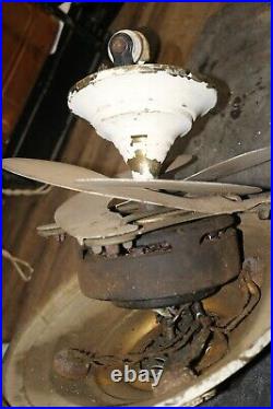 Antique 1920's Levelle Retractable Birdwing Ceiling Fan Chandelier Light Fixture