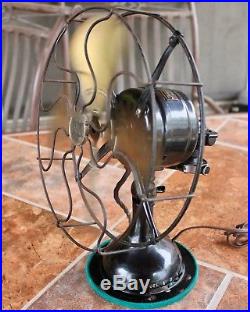 Antique 1920's Robbins & Myers Brass Blade 3 Speed oscillating Fan #4204 RM