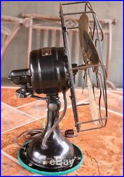 Antique 1920's Robbins & Myers Brass Blade 3 Speed oscillating Fan #4204 RM