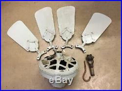 Antique 1920s 30s Westinghouse Electric Ceiling Fan Baby Blue 36 w Light USA