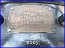 Antique 1920s Emerson BRASS Blade Electric Fan Type 28646. Runs Well