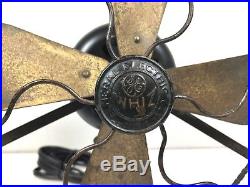 Antique 1920s General Electric GE WHIZ 4 Brass Blade Fan WORKS GREAT
