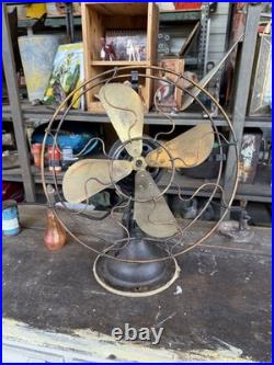 Antique 1920s Metal Japan Finish AC Motor Oscillating Desk Fan Works Office Antique 1920s Metal Japan Finish AC Motor Oscillating Desk Fan Works Office