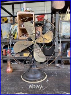 Antique 1920s Metal Japan Finish AC Motor Oscillating Desk Fan Works Office Antique 1920s Metal Japan Finish AC Motor Oscillating Desk Fan Works Office