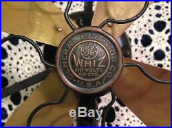 Antique 1924 General Electric GE Whiz WHIZ 4 Brass Blade Fan WORKS GREAT