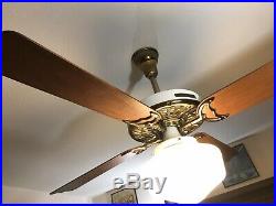 Antique 1930s Hunter Original Ceiling Fan C-17 Adapt Air White And Brass