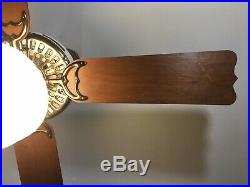 Antique 1930s Hunter Original Ceiling Fan C-17 Adapt Air White And Brass