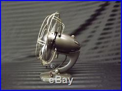 Antique 2 speed Art Deco Gilbert Oscillating Table Fan Bullet Industrial Clean