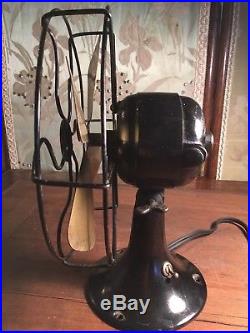 Antique 4 Brass Blade Oscillating Black 1920's Electric Dayton Ohio Fan-works