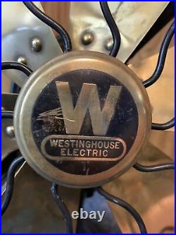 Antique 6 Brass Blade 12 Westinghouse Desk Fan (needs repair)