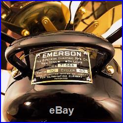 Antique 71666 Emerson Fan 3 Speed, 6 Brass Blades, Restored LOOK