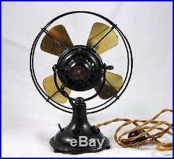 Antique 7.5 Fidelity Electric Cast Iron & Brass Fan Unrestored Rare! Nice