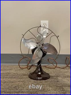 Antique 8 Gem Fan Metal Blade & Bakelite Base Works Desk Or Table