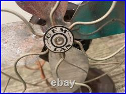 Antique 8 Gem Fan Metal Blade & Bakelite Base Works Desk Or Table