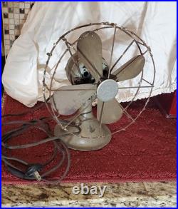 Antique 8 Inch Diehl Desk Fan, Steel Blade And Cage, Works, 1-speed switch