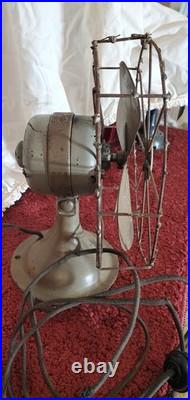 Antique 8 Inch Diehl Desk Fan, Steel Blade And Cage, Works, 1-speed switch