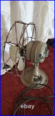 Antique 8 Inch Diehl Desk Fan, Steel Blade And Cage, Works, 1-speed switch