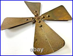 Antique 8 Peerless Desk Fan Brass Blade for 3 Tab Foot Model Warren O. USA