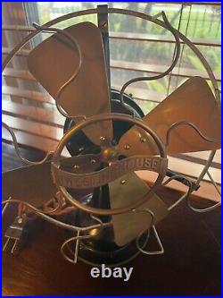 Antique 8 inch WESTINGHOUSE Brass blade and brass cage fan